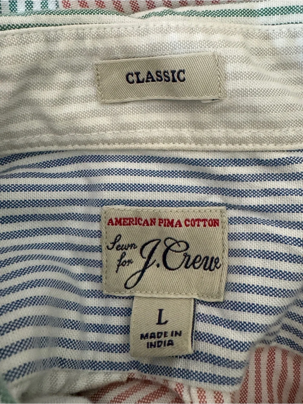 J.Crew Pima Cotton Stripe Oxford Shirt Men’s L Colorblock Short Sleeve Button Up